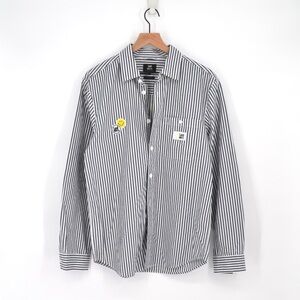 Lee Jeans X Smiley Stripe Long Sleeve Button Down Shirt White Gray L